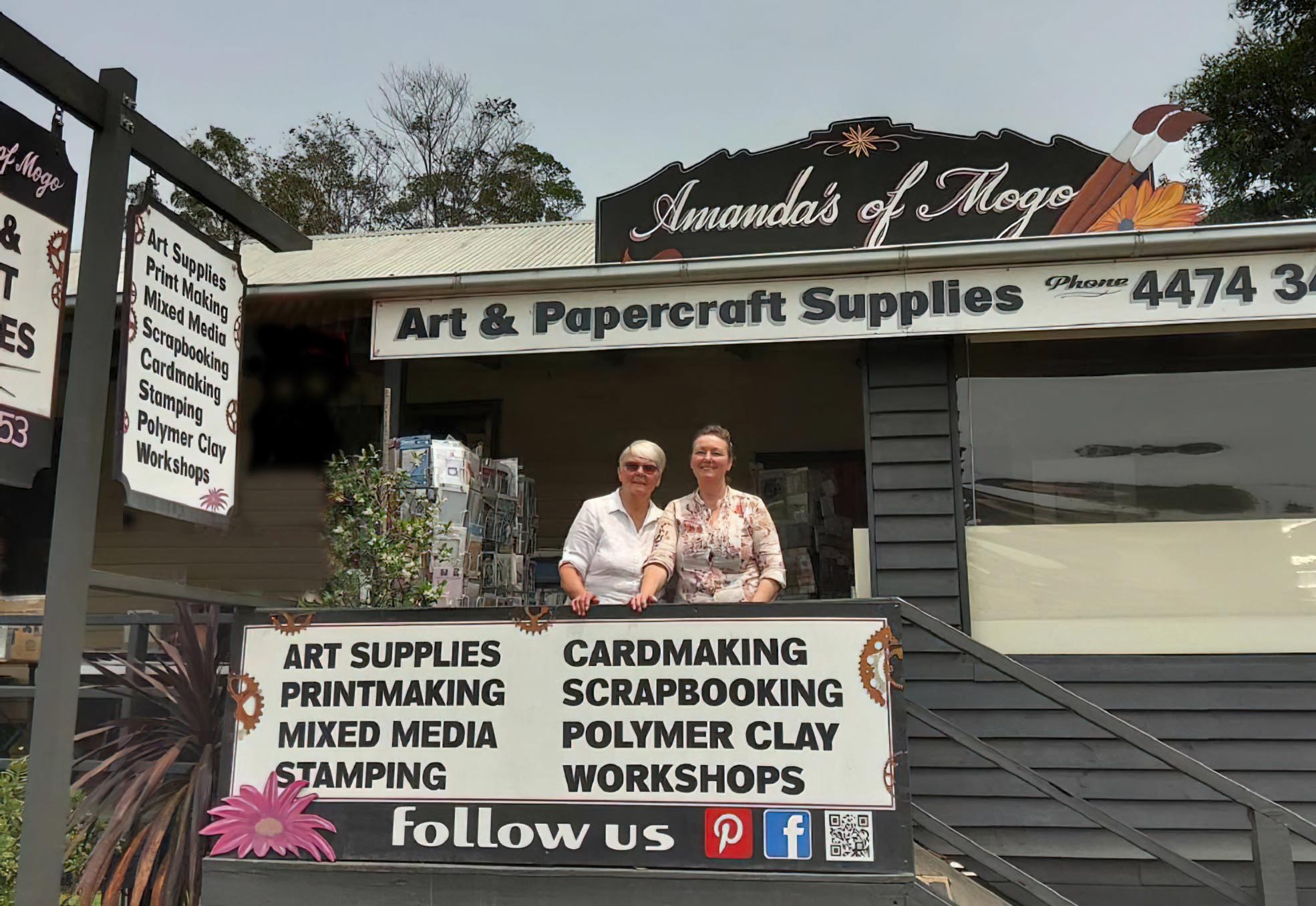 Amanda Williams and her Mum Stephanie Stephanie and Amanda in front of the shop